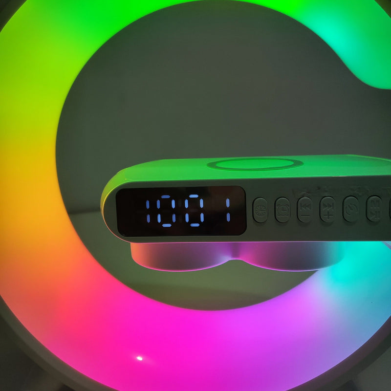 Luminária G Speaker Slim Carregador Sem Fio led rgb som bluetooth